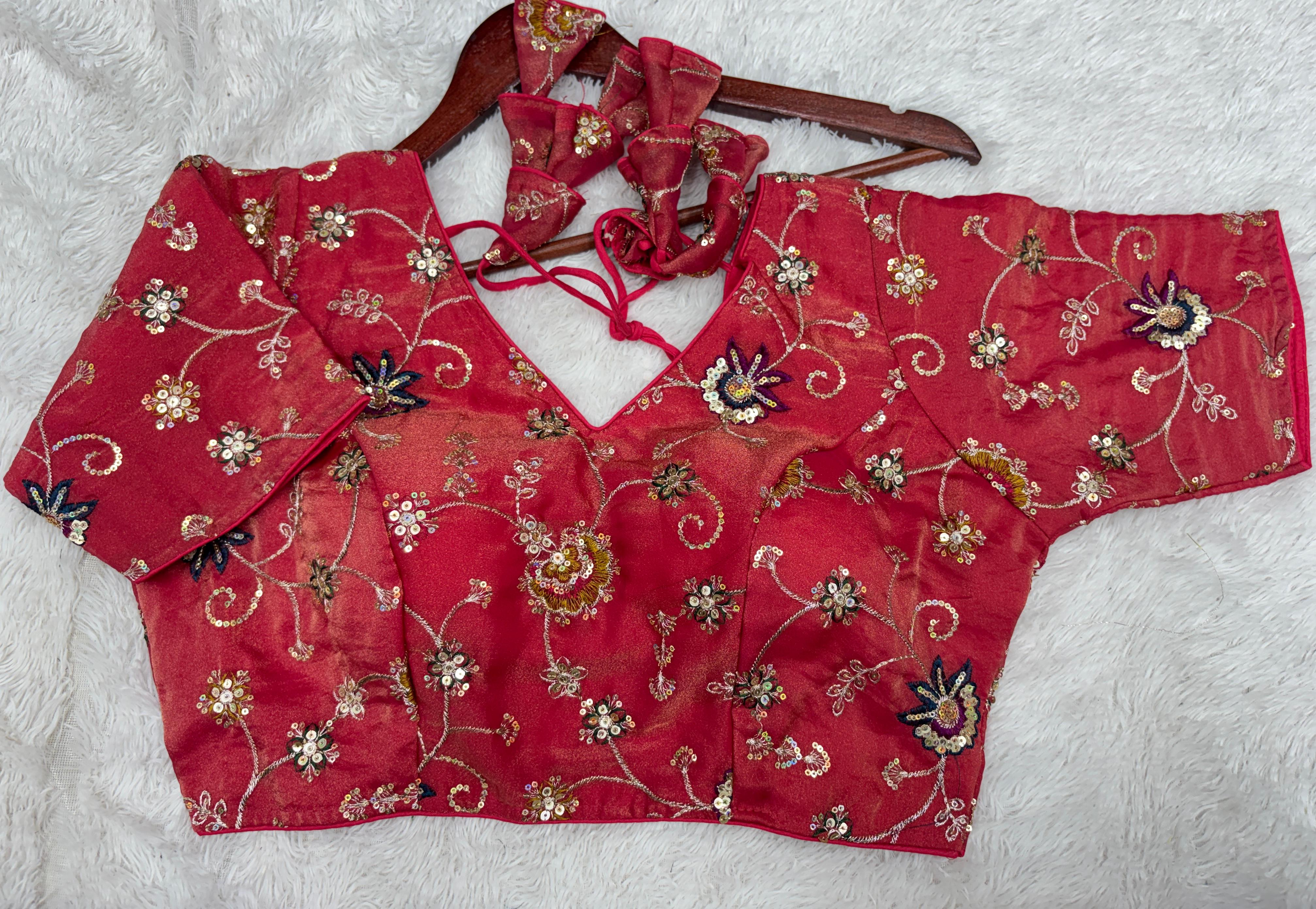 Guddiya Collection - Red Ethnic Printed Blouse